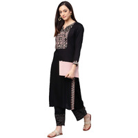Idalia Embroidered Black Kurta With Palazzo Pants