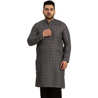 Sojanya Plus (Since 1958) Men's Cotton Black And Grey Printed Only Long Kurta