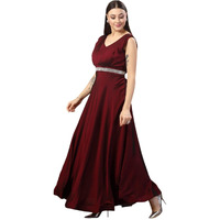 Stylum Women's Solid Satin Gown (Gwwineriwaz40_Wine, L)