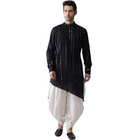 Kisah Men's Indian Ethnic Wear Kurta For Wedding & Festivals | Black | Size: 38 | Ka-0445-38
