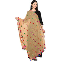 Weavers Villa Women's Chiffon Embellished Dupatta (Beige), 2.25 Mtrs