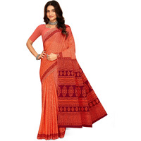 Tamaira Fashion Women's Floral Butti Printed Pure Cotton Mulmul Saree Without Blouse Piece(11497_Scarlet)