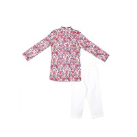 Naughty Ninos Boys Pink Printed Slub Kurta And White Pyjama Set (Nn00034Eth_11-12 Years)