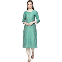 Varanga Women's Silk Solid Regular Kurta Green