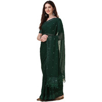 Pratham Blue Women's Sequins Georgette Fancy Saree With Blouse Piece (P-348_Green)