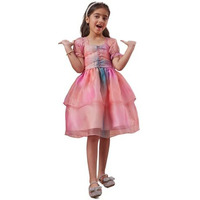 Pspeaches Girl's Square Neck Short Puff Sleeves Fit Flare Dress Casual Wear Trand (11-12Years) Multicolour