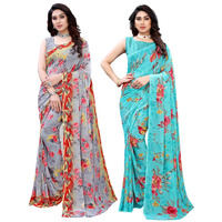 Satrani Women's Polyester Saree (1926St306_1850St176_Grey||Blue)