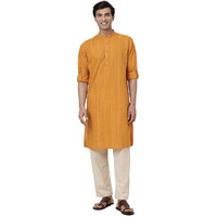 Fabindia Men's Cotton Slim Kurta (20062666_Mustard