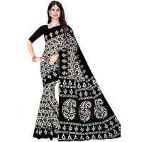 Tamaira Fashion Women's Plain Weave Pure Cotton Saree Without Blouse Piece(2430_Black)