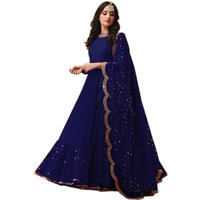 Fashion Basket Women's Georgette Anarkali Semi Stitched Blue Salwar Suit (F1342_Blue_Free Size)