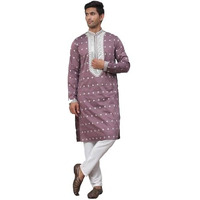 Jompers Magenta Men's Sequins Embroidered Kurta Pyjama Set. (Magenta, Xxl)