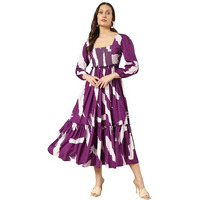 Kzully Women's Crepe Smocked Midi Dress (5001_Brush_Purple_L