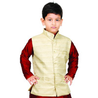 Jbn Creation Boys' Beige Silk Blend Nehru Jacket_Vasbjt001_22
