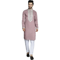 Jompers Men's Megenta Sequins Embroidered Kurta Pyjama Set. (Megenta, Xl)