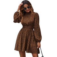 Om Sai Latest Creation Women's Rayon Full Sleeve A-Line Knee-Length Western Dresses For Women Or Girls (Small, Brown)