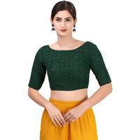 Oomph! Traditional Cotton Schiffli Fabric Blouse For Women |Elbow Length Sleeves | Wedding & Festival Wear | Comfortable & Trendy Ethnic Wear | Readymade Blouse For Saree & Lehenga