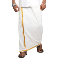 Prakasam Cotton Men's Single Jari Cotton Dhoti (1.28X2.00 Meter) Jari 3/4 Inch