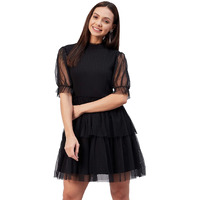 Rare Women's Polyester Fit And Flare Above The Knee Casual Dress (Ep6232_Black_S)