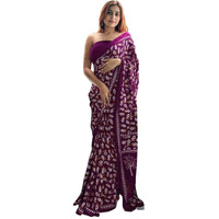 Satrani Women's Poly Cotton Printed Saree With Unstitched Blouse Piece (3325S286N_Purple4)