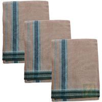 Prakasam Cotton Mens Single (1.28 X 2.00 Mtrs) Colour Thalapathi Border Dhoties/Fine Quality Single Dhoties (Sandal)-Pack Of 3 Dhoties