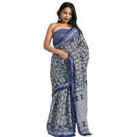 Shiv Textiles Womens Pure Cottoncasual Wear Saree (Smc-St-95-Navy Blue)