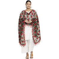Shasmi Women's Heavy Black Colour Net Embroidered Fancy Phulkari Work Dupatta For Women (Barsat 2 Black Dupatta)