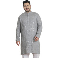 Sojanya Plus (Since 1958) Men's Cotton Designer Grey Long Kurta