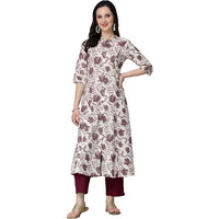 Stylum Women's Floral Printed Rayon A-Line Kurta (Gaazimauve38_Mauve, M)