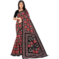 Tamaira Fashion Women's Warli Batik Printed Pure Cotton Mulmul Saree Without Blouse Piece(2486_Red&Black)