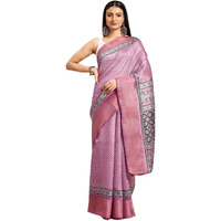 Shiv Textiles Poly Cotton Leheriya Floral Print Saree For Women With Unstitched Blouse (St-10760-Pink)