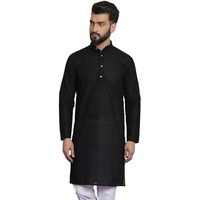 Sojanya (Since 1958 Ethnic Motifs Embroidered Thread Work Pure Cotton Black Straight Only Kurta