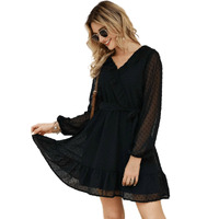 Tagas Women's Georgette Fit And Flare Knee-Length Dress (Op-3220-Black-S_Black_S)