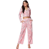 Tagdo Women's Co-Ords Printed Dress Set (Shirt-Pair-5150-Red-Xxl)