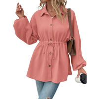 Dhruvi Trendz Women's Poly Cotton Shirt Mini Dress (Dt-Wd1162_Peach_M)