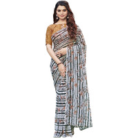Glory Sarees Womens Georgette Sequence Digital Print Saree With Blouse Piece (Cocktail104_Grey)