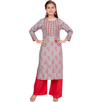 Aarika Girls Grey Color Floral Kurti (Kurti-K-634-Grey-40)