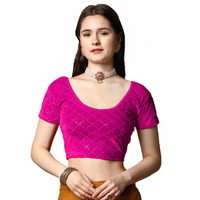 Pujia Mills Women's Velvet Stretchable Blouse (Velvet Chokdi_Rani_Free Size)