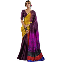 Satrani Women's Silk Crepe Weaving Printed & Stone Work Saree With Unstitched Blouse Piece (4180S115N_Multi3)