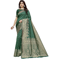 Shasmi Women's Banarasi Saree Pure Kanjivaram Silk Saree Soft New Ladies 2025 Design Wear Pattu Sarees Latest Party Sari Collections With Blouse Piece For Wedding Sadi (Pari-215 Dark Green)