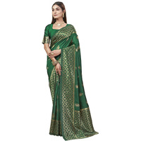Shasmi Women's Banarasi Saree Pure Kanjivaram Silk Saree Soft New Ladies 2025 Design Wear Pattu Sarees Latest Party Sari Collections With Blouse Piece For Wedding Sadi (Pari-193 Dark Green)