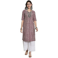 Pinkmint Elegant Printed Crepe Kurti's For Women's Ll Fashionable Kurti Ll Straight Round Neck Kurti (Pack Of 1) Wine