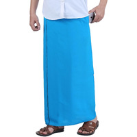 Prakasam Cotton Mens Sky Blue Colour Welcro Pocket Single Dhoti (Roja-Sky Blue) Size -Large (Hip Size 42 To 468)