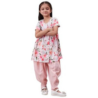 Pspeaches Girl's Cotton Dhoti Set (Dh-Peachrose-5-6Y_Peach
