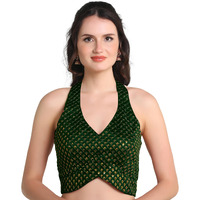 Pujia Mills Women's Embroidery Halter Neck Fancy Blouse For Skirt And Saree Simple Top 100 Blouses