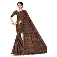 Tamaira Fashion Women's Plain Weave Pure Cotton Saree Without Blouse Piece(11014_Brown)