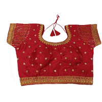 Vihu Fashion Women's Red Readymade Blouse Embroidery Multi Coding Gold Thread Indian Ethnic Designer Blouse Stitched Women's Readymade Short Sleeve Saree Blouse For Women For Saree Lehenga Choli