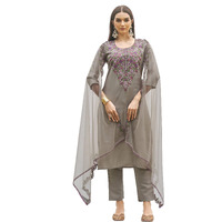 Womanista Women's Silk Blend Multi Thread Straight Cut Kurta With Pant And Dupatta (Kurtaset_1308_L)