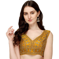 Vihu Fashion Women's Silk Embroidery Sequins Zari Work Readymade Saree Blouse