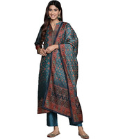 Varanga Women's Chanderi Regular Fit Casual Dress Kurta (Vskd32064_Blue