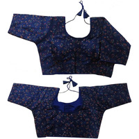 Vihu Fashion Women's Sequence Multi Embroidered U Neck Half Sleeve Readymade Saree Blouse Indian Ethnic Designer Stitched Women's Readymade Blouse Readymade Navy Blue Blouse For Women